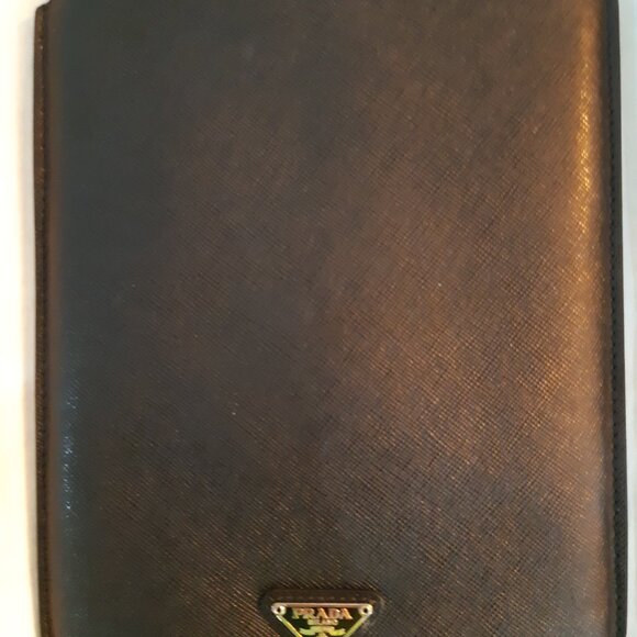 PRADA iPad Mini Case Saffiano Travel Leather Sleeve Black Brand New - Picture 1 of 7